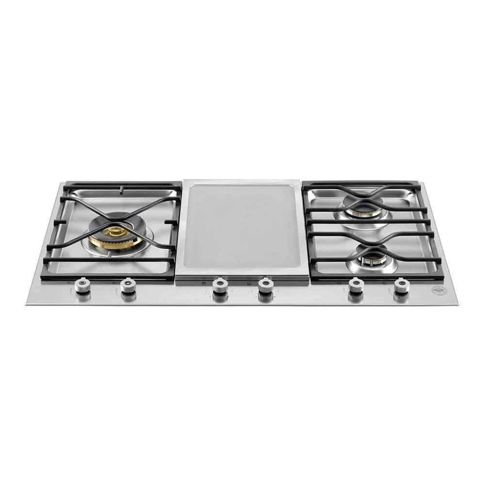 Газовая варочная панель шириной 90см, конфорки, включая двойной WOK, электрогриль Bertazzoni PM3630GX