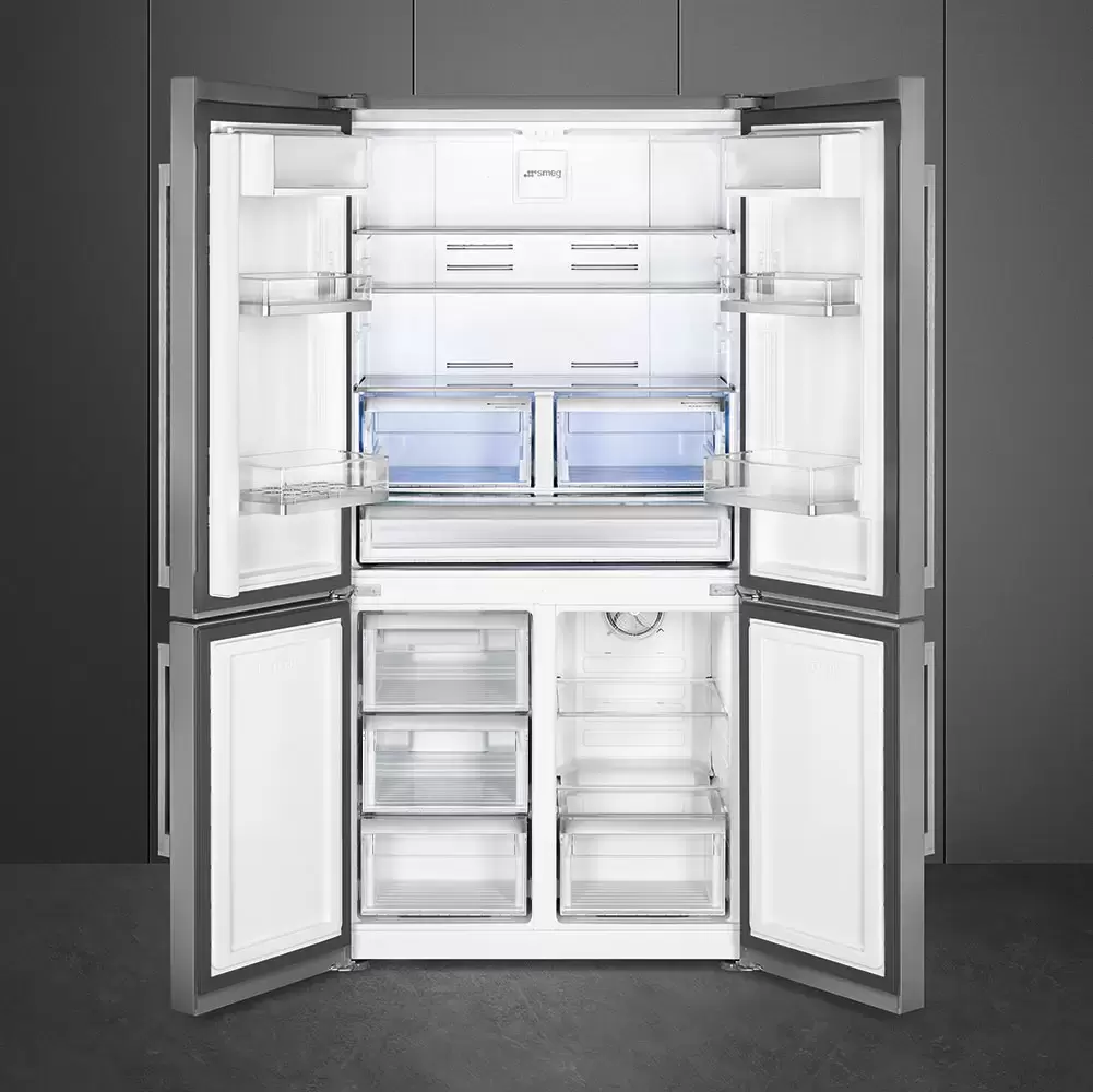 SMEG FQ60XDE Отдельностоящий 4-х дверный холодильник Side-by-Side, 90.8 см, No-frost, эффект нержаве