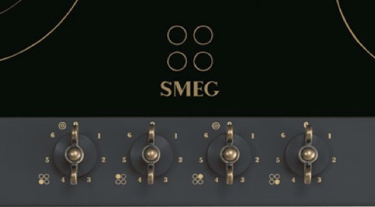 SMEG P864AO Стеклокерамическая варочная панель,60 см, антрацит, фурнитура латунная
