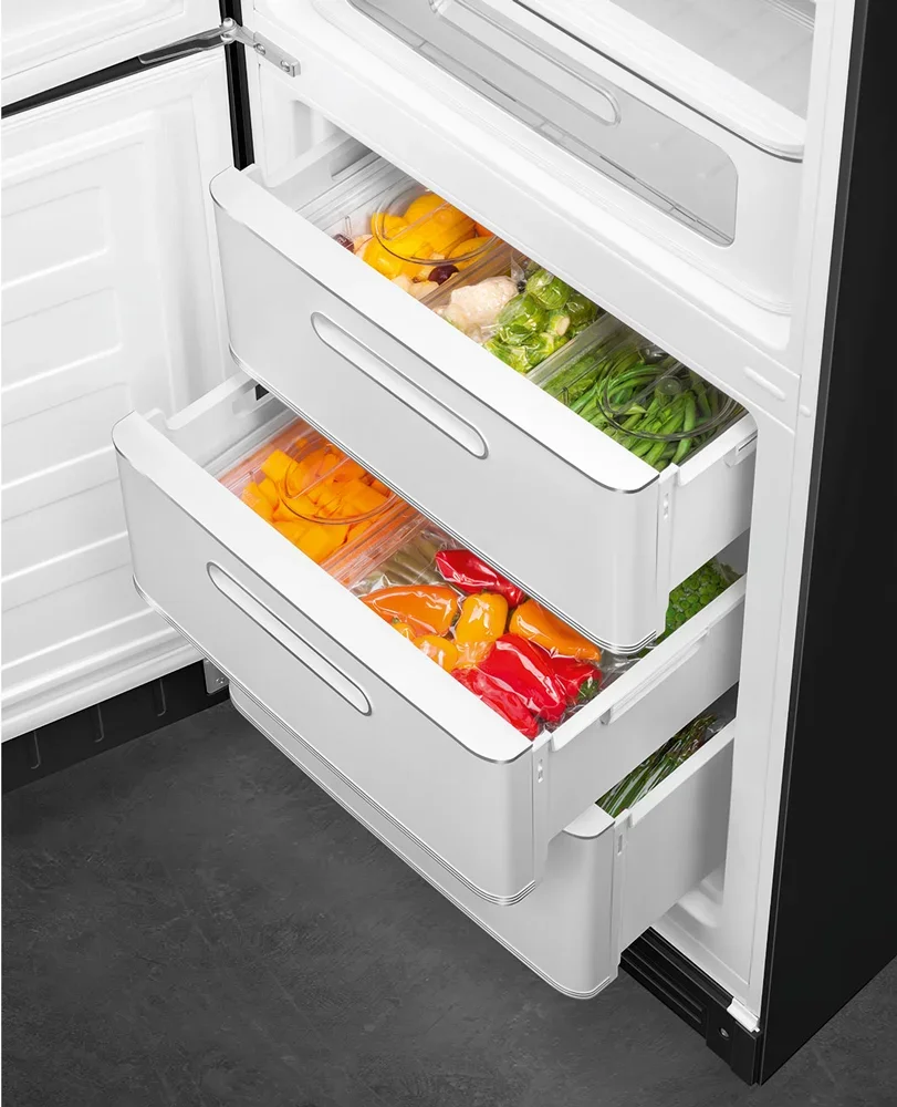 SMEG FAB32LBL6 Отдельностоящий двухдверный холодильник, стиль 50-х годов, 60 см, черный, No-frost, п