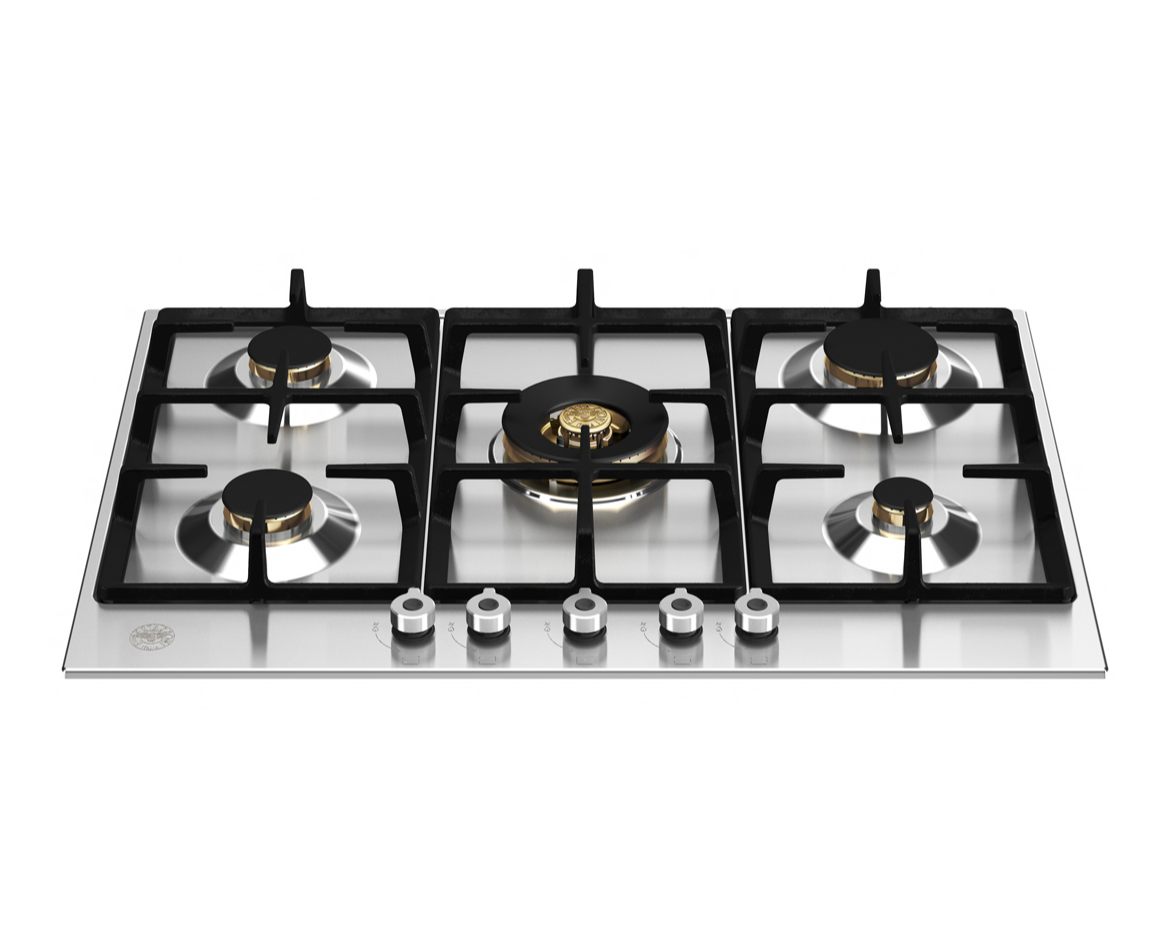 Газовая варочная панель шириной 75см, 5 конфорок, включая WOK Bertazzoni P755СPROX